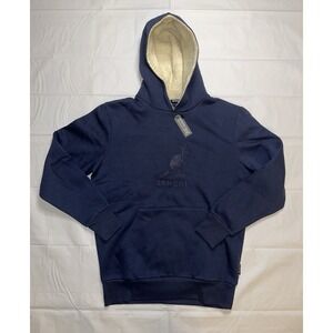 Kangol Embroidered Sherpa Hoodie Navy Size Men's M (UK) Kangaroo Pocket **Read**